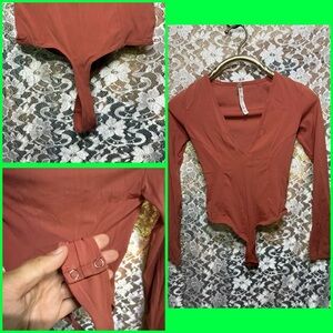 Free People Rust low V-Neck Bodysuit small thong excellent condition